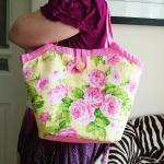- Handmade Pink Summer Floral Bucket Shoulder Bag