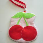 - Kitsch Cherry Felt Wristlet Purse With Upcycled..