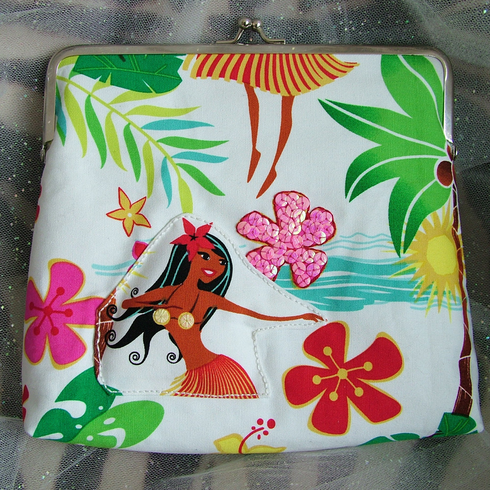 - Hawaiian Hula Girl Large Clutch Summer Purse