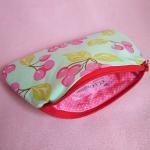 Kitsch Turquoise Cherry Zip Purse With Pink Polka..