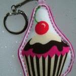Cupcake With Cherry On Top White Fabric..